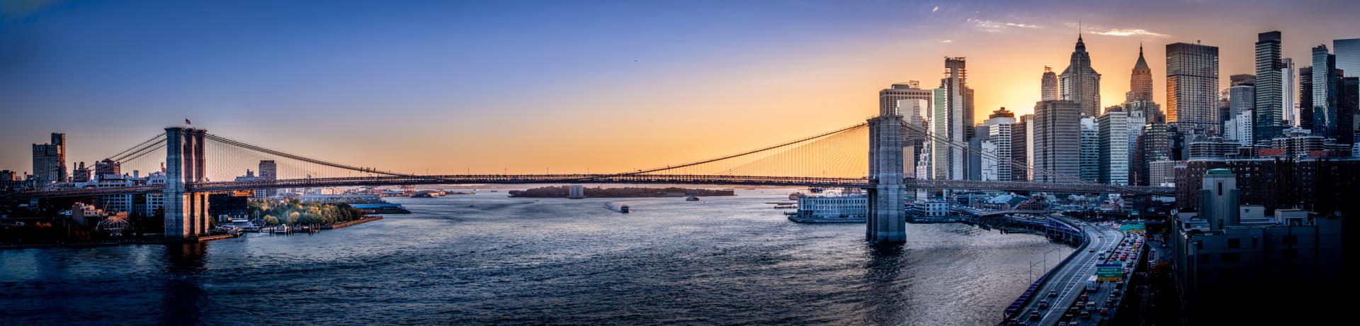 New York Photography Awards Winner - Brooklyn Bridge pano at sunset